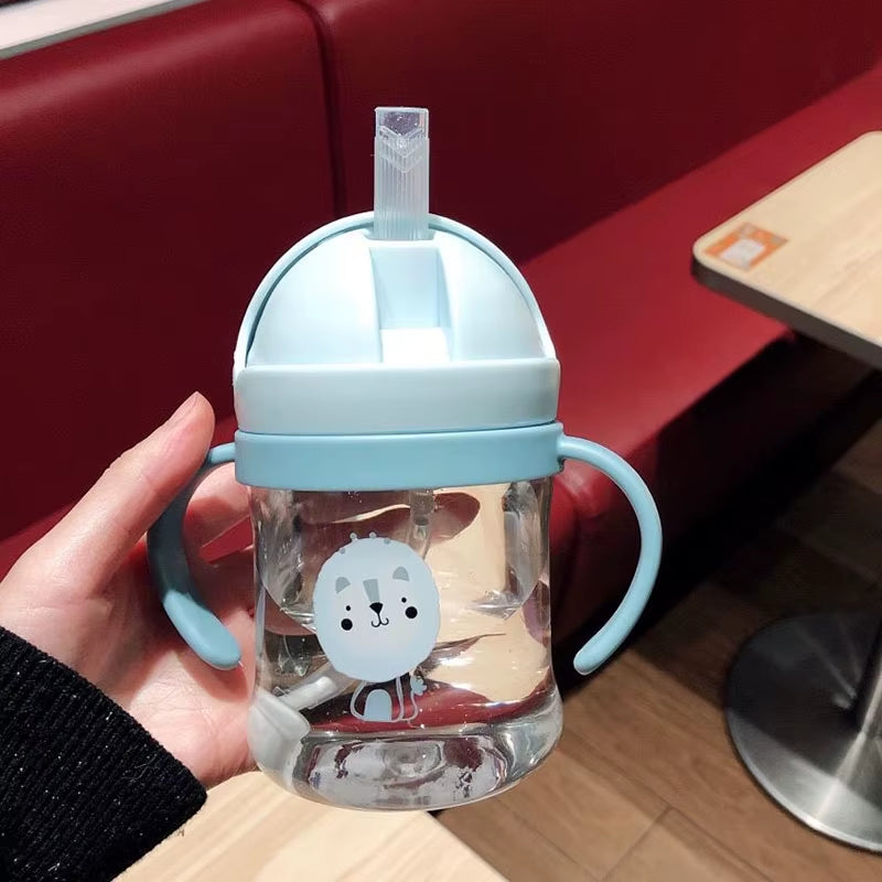 Children Baby Feeding Bottle Cup 420ML Kids Bottle with Handle Sling Infant Drink Training Learning Drinker Water Bottle