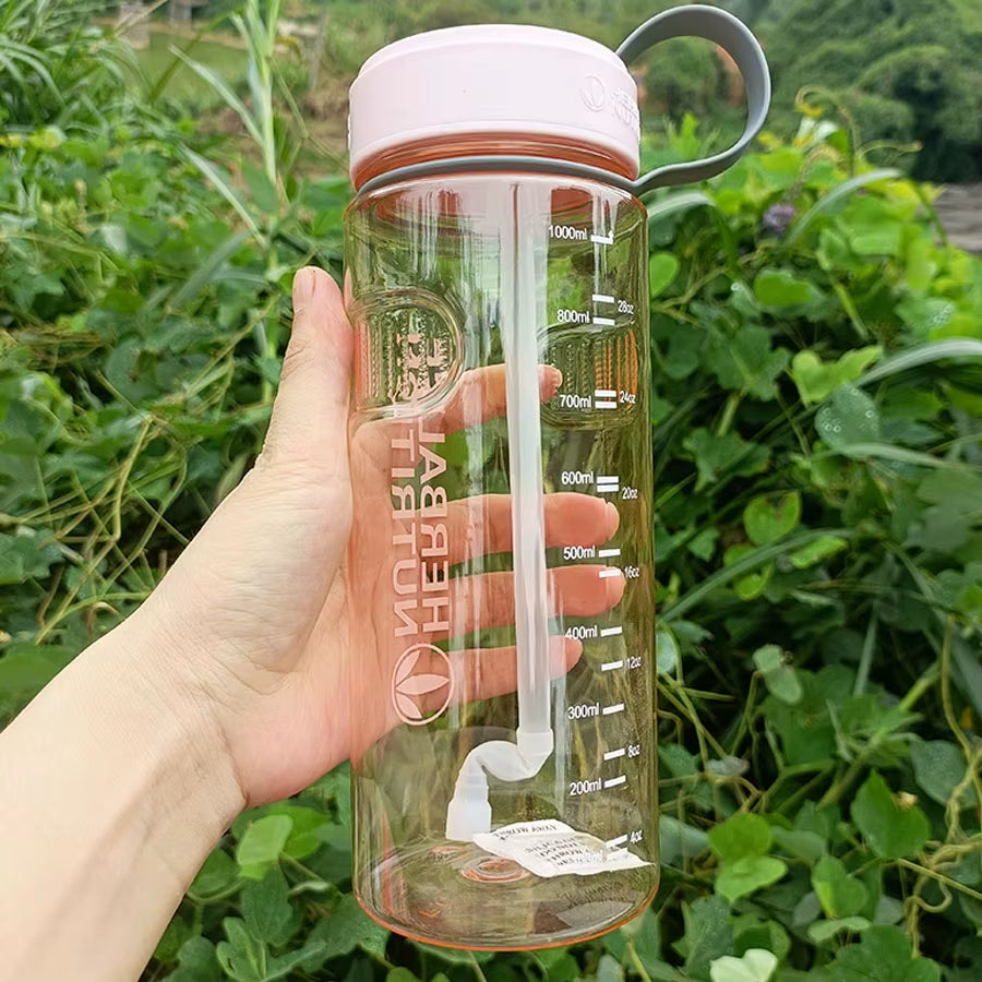 Plastic Sports Water Bottle with Straw, Healthy Life Nutrition Bottle, Wholesale Pirce, 1000Ml, Clearance Sale