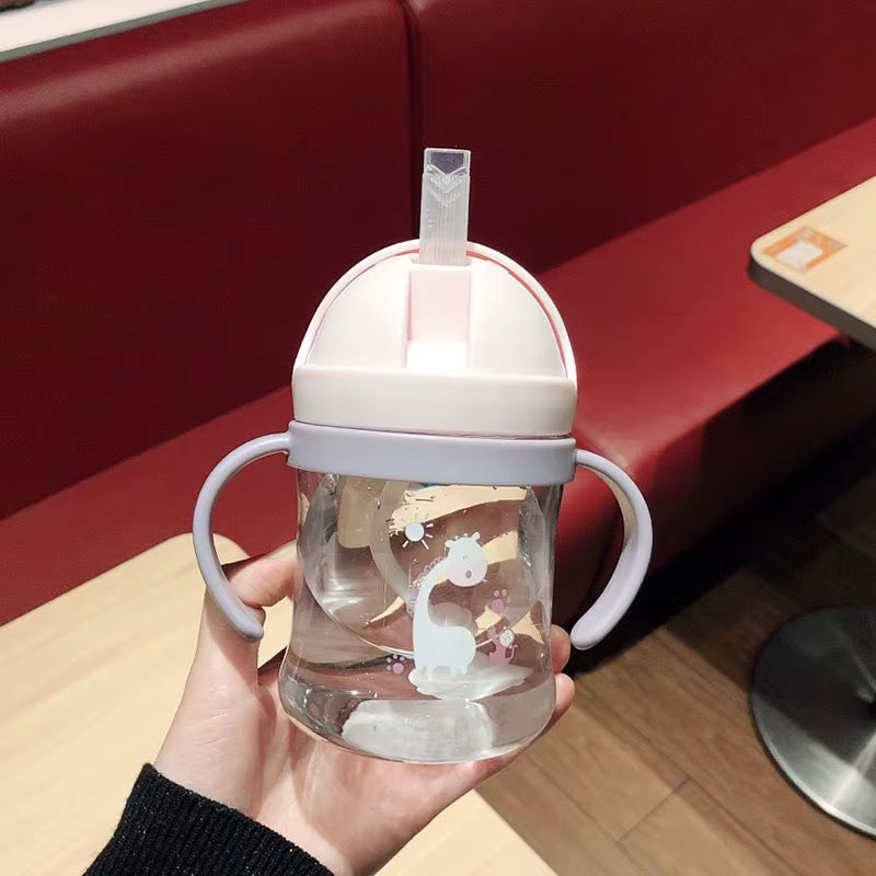 Children Baby Feeding Bottle Cup 420ML Kids Bottle with Handle Sling Infant Drink Training Learning Drinker Water Bottle