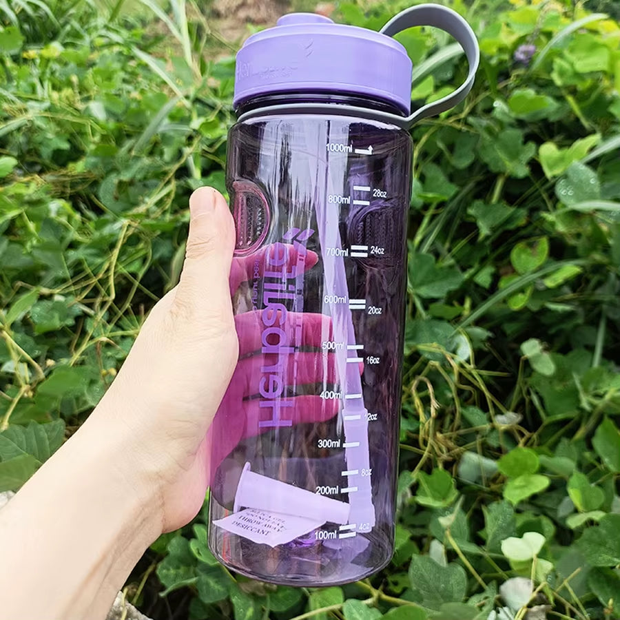 Plastic Sports Water Bottle with Straw, Healthy Life Nutrition Bottle, Wholesale Pirce, 1000Ml, Clearance Sale