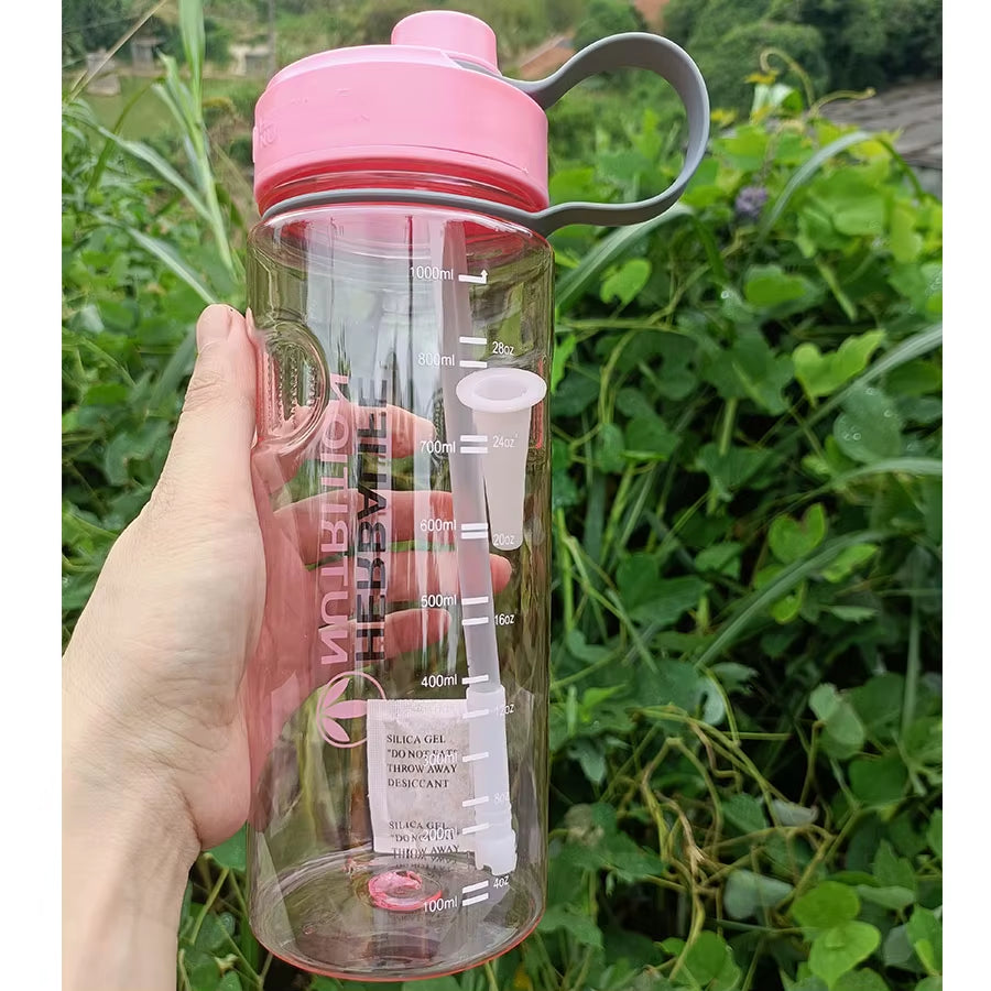 Plastic Sports Water Bottle with Straw, Healthy Life Nutrition Bottle, Wholesale Pirce, 1000Ml, Clearance Sale