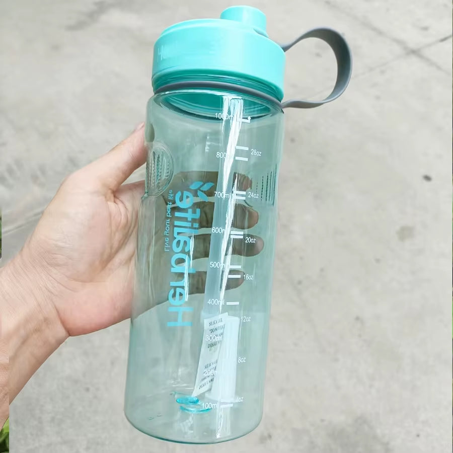 Plastic Sports Water Bottle with Straw, Healthy Life Nutrition Bottle, Wholesale Pirce, 1000Ml, Clearance Sale