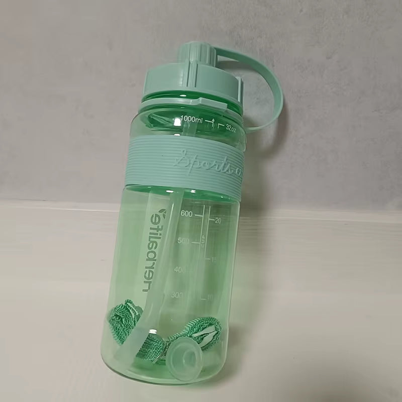 Plastic Sports Water Bottle with Straw, Healthy Life Nutrition Bottle, Wholesale Pirce, 1000Ml, Clearance Sale