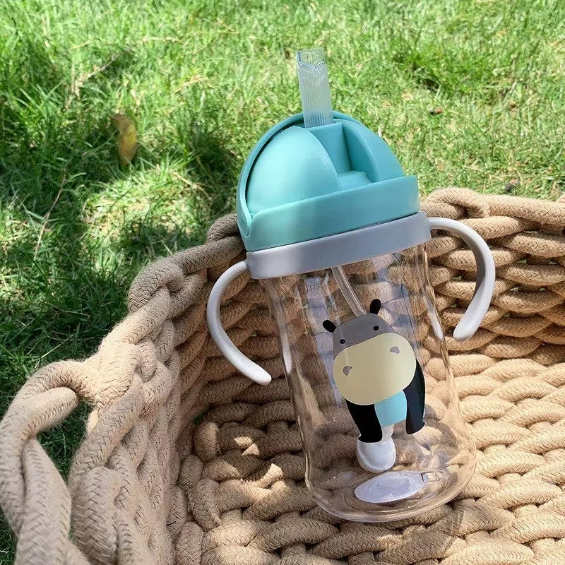 Children Baby Feeding Bottle Cup 420ML Kids Bottle with Handle Sling Infant Drink Training Learning Drinker Water Bottle