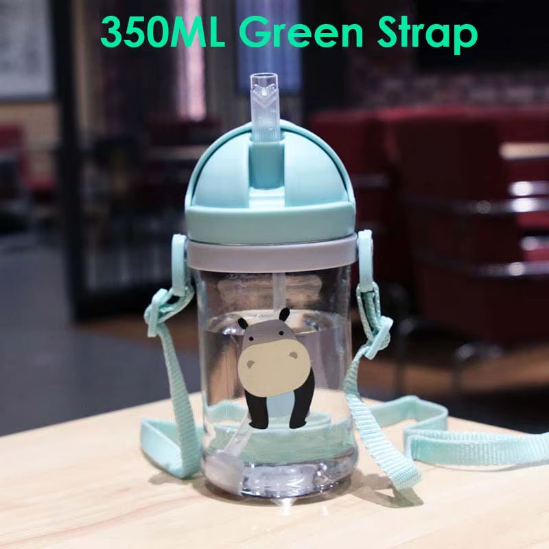 Children Baby Feeding Bottle Cup 420ML Kids Bottle with Handle Sling Infant Drink Training Learning Drinker Water Bottle