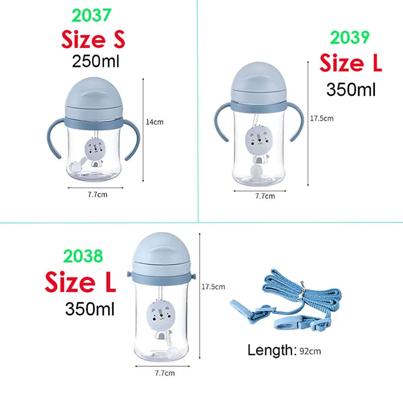 Children Baby Feeding Bottle Cup 420ML Kids Bottle with Handle Sling Infant Drink Training Learning Drinker Water Bottle