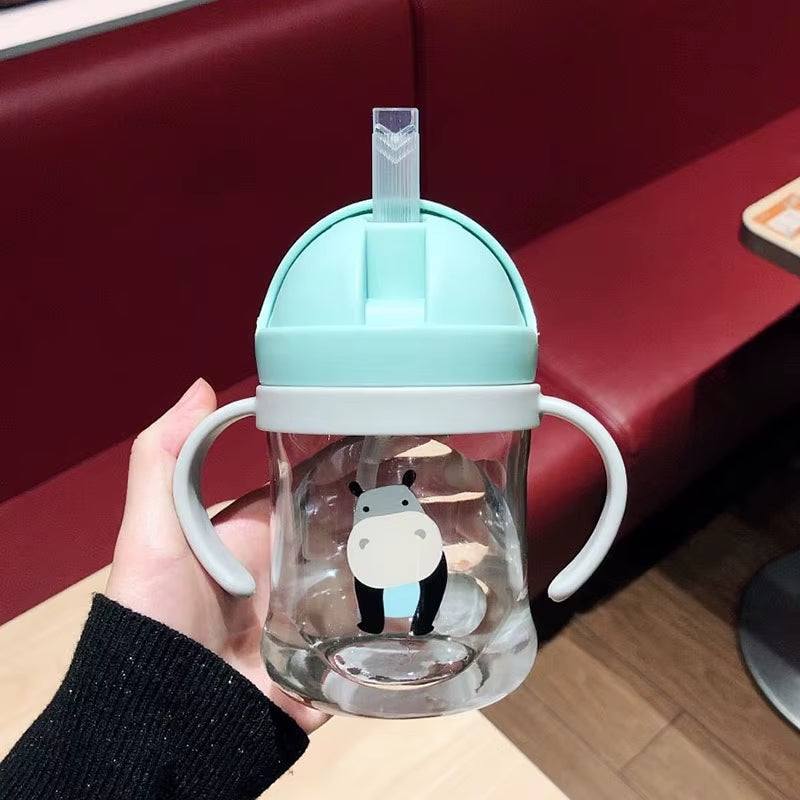Children Baby Feeding Bottle Cup 420ML Kids Bottle with Handle Sling Infant Drink Training Learning Drinker Water Bottle