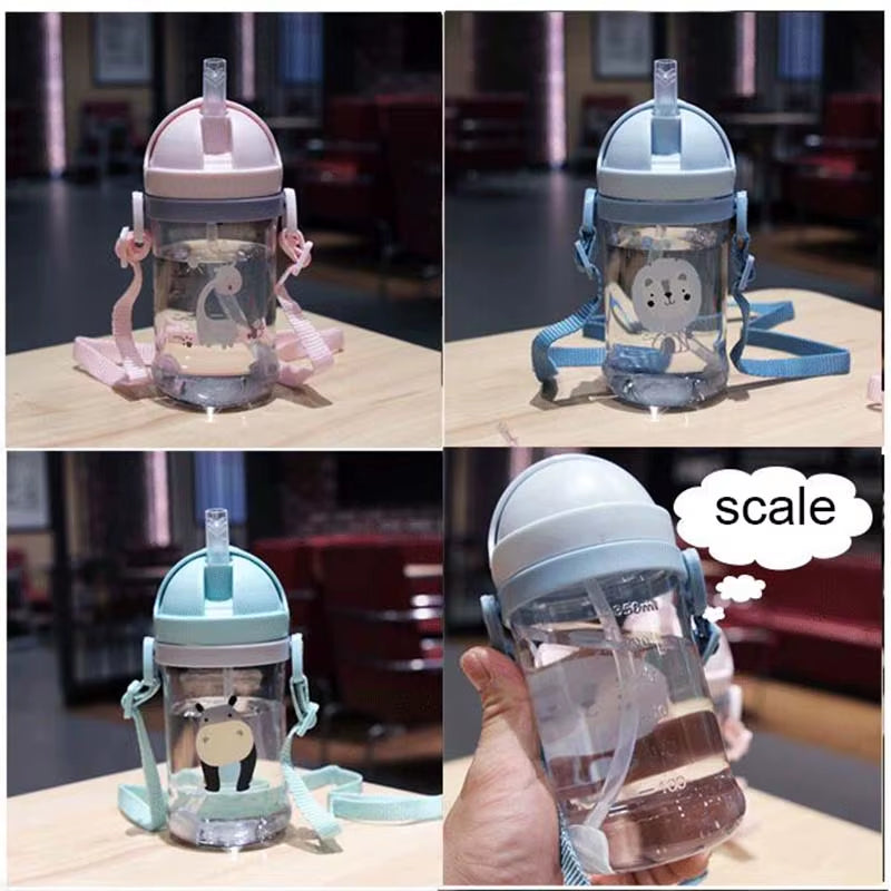 Children Baby Feeding Bottle Cup 420ML Kids Bottle with Handle Sling Infant Drink Training Learning Drinker Water Bottle