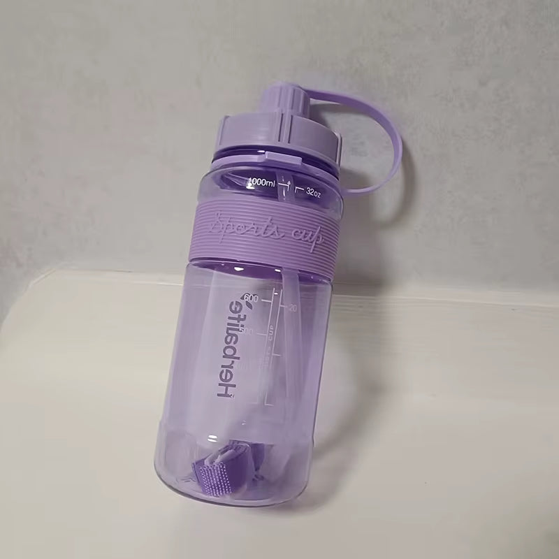 Plastic Sports Water Bottle with Straw, Healthy Life Nutrition Bottle, Wholesale Pirce, 1000Ml, Clearance Sale