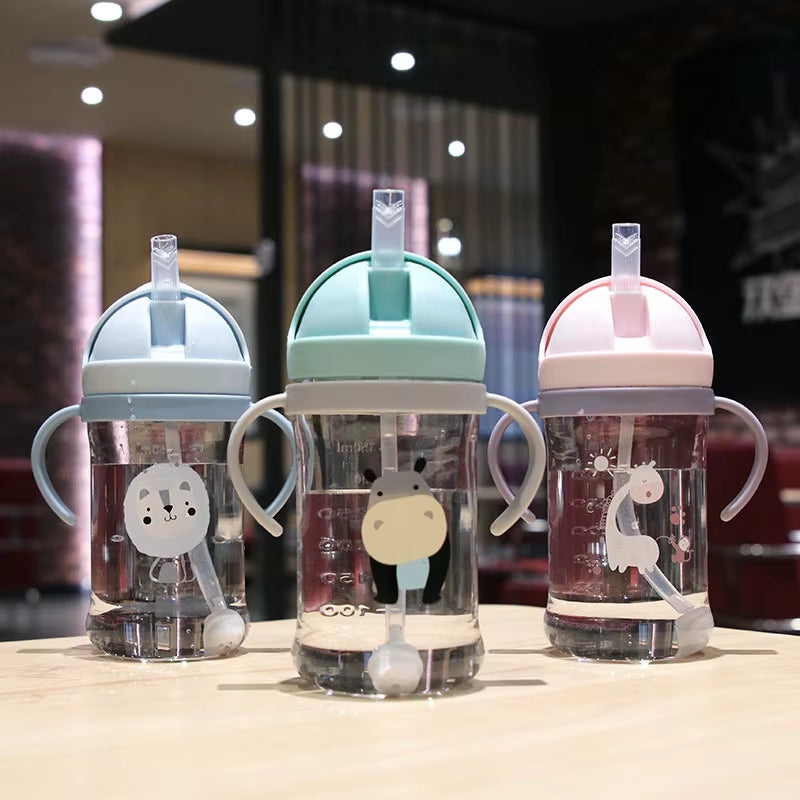 Children Baby Feeding Bottle Cup 420ML Kids Bottle with Handle Sling Infant Drink Training Learning Drinker Water Bottle