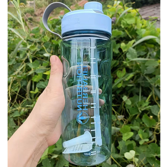 Plastic Sports Water Bottle with Straw, Healthy Life Nutrition Bottle, Wholesale Pirce, 1000Ml, Clearance Sale