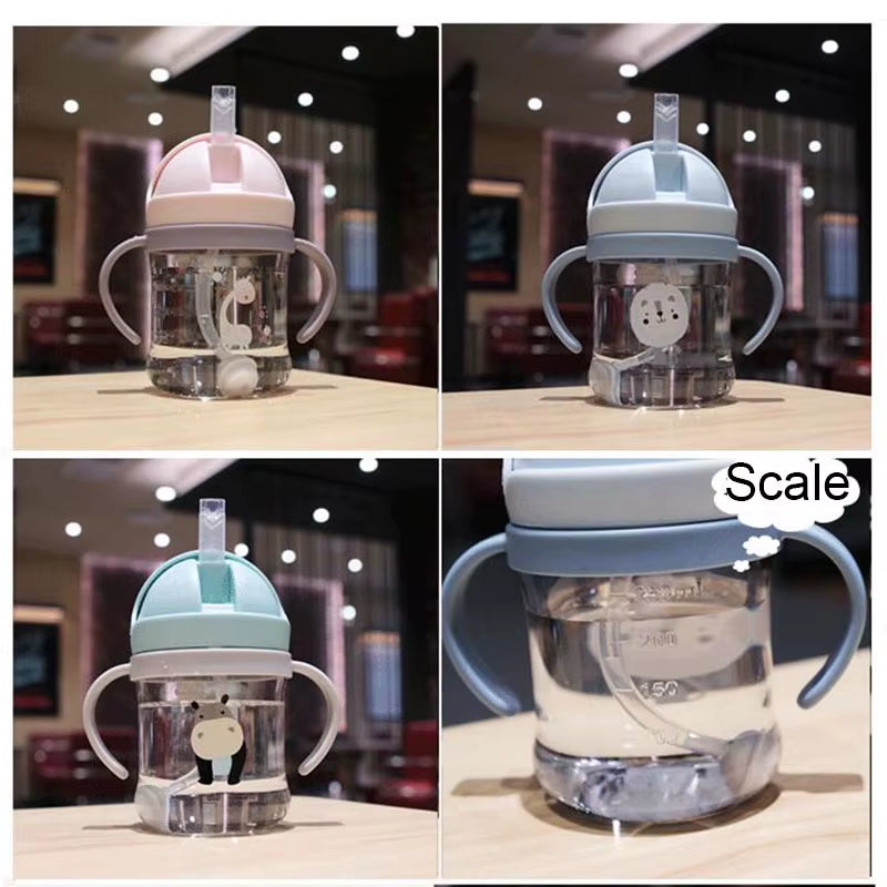 Children Baby Feeding Bottle Cup 420ML Kids Bottle with Handle Sling Infant Drink Training Learning Drinker Water Bottle